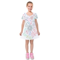 Prismatic Neon Floral Heart Love Valentine Flourish Rainbow Kids  Short Sleeve Velvet Dress by Mariart