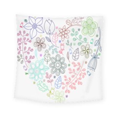 Prismatic Neon Floral Heart Love Valentine Flourish Rainbow Square Tapestry (small) by Mariart