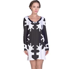 Snowflakes Black Long Sleeve Nightdress