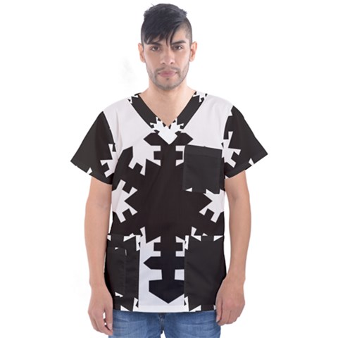 Snowflakes Black Men s V-neck Scrub Top by Mariart