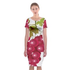 Red Fruit Grape Classic Short Sleeve Midi Dress