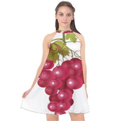 Red Fruit Grape Halter Neckline Chiffon Dress  by Mariart