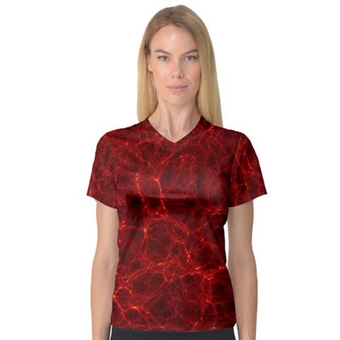 Simulation Red Water Waves Light V-neck Sport Mesh Tee by Mariart