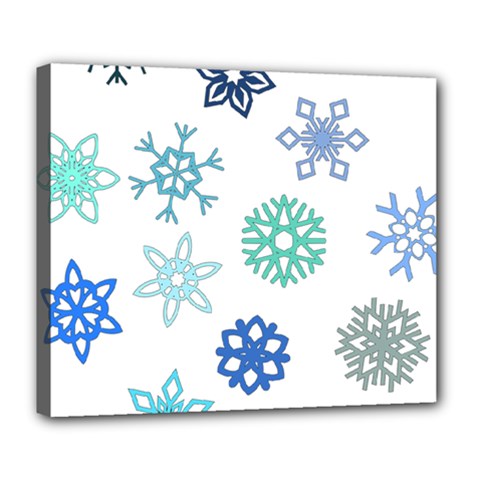 Snowflakes Blue Green Star Deluxe Canvas 24  X 20  