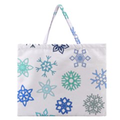 Snowflakes Blue Green Star Zipper Large Tote Bag by Mariart