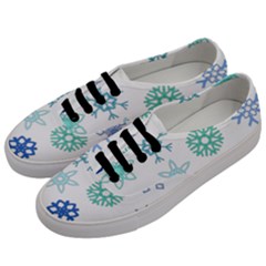 Snowflakes Blue Green Star Men s Classic Low Top Sneakers