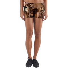 Steampunk, Steampunk Women With Clocks And Gears Yoga Shorts by FantasyWorld7