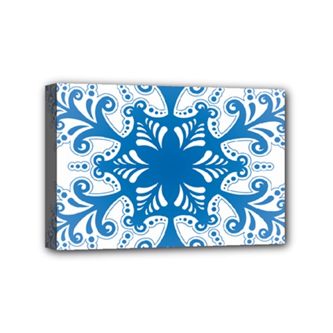 Snowflakes Blue Flower Mini Canvas 6  X 4 
