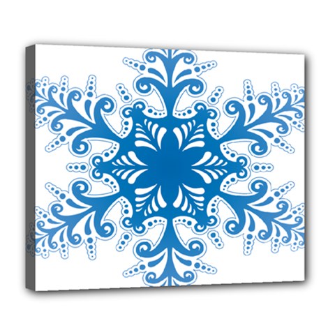 Snowflakes Blue Flower Deluxe Canvas 24  X 20  