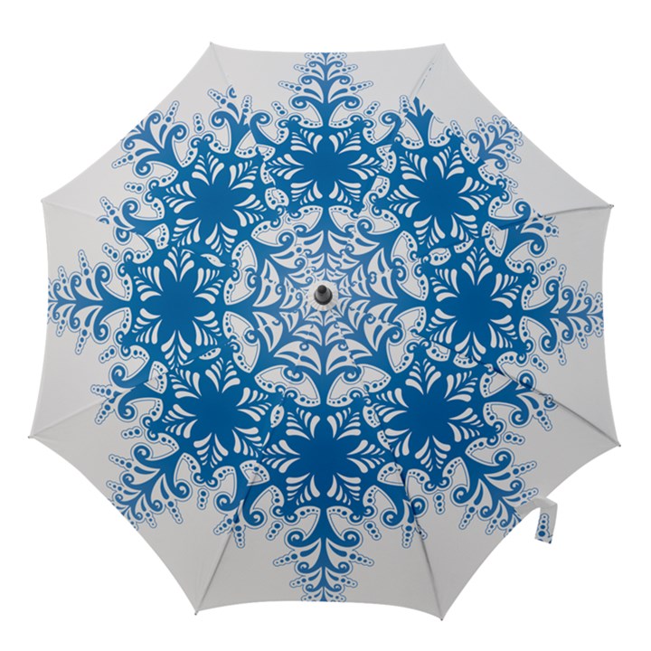 Snowflakes Blue Flower Hook Handle Umbrellas (Small)