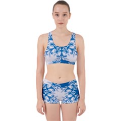 Snowflakes Blue Flower Work It Out Sports Bra Set