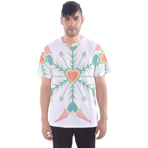 Snowflakes Heart Love Valentine Angle Pink Blue Sexy Men s Sports Mesh Tee by Mariart