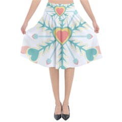 Snowflakes Heart Love Valentine Angle Pink Blue Sexy Flared Midi Skirt
