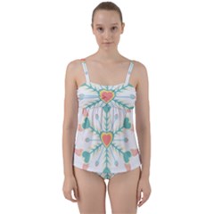 Snowflakes Heart Love Valentine Angle Pink Blue Sexy Twist Front Tankini Set by Mariart