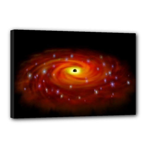 Space Galaxy Black Sun Canvas 18  X 12 