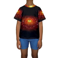 Space Galaxy Black Sun Kids  Short Sleeve Swimwear by Mariart