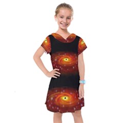 Space Galaxy Black Sun Kids  Drop Waist Dress