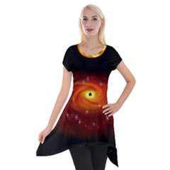 Space Galaxy Black Sun Short Sleeve Side Drop Tunic by Mariart