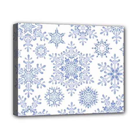 Snowflakes Blue White Cool Canvas 10  x 8 