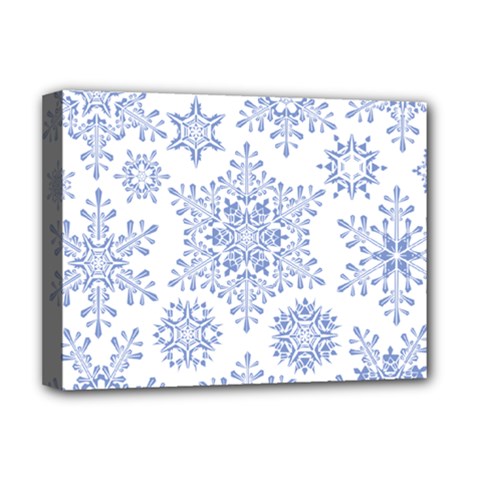 Snowflakes Blue White Cool Deluxe Canvas 16  x 12  