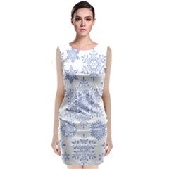 Snowflakes Blue White Cool Classic Sleeveless Midi Dress