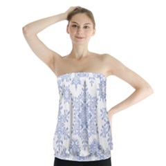 Snowflakes Blue White Cool Strapless Top