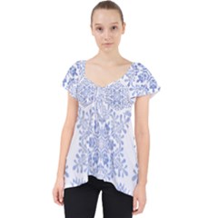 Snowflakes Blue White Cool Lace Front Dolly Top