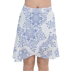 Snowflakes Blue White Cool Chiffon Wrap