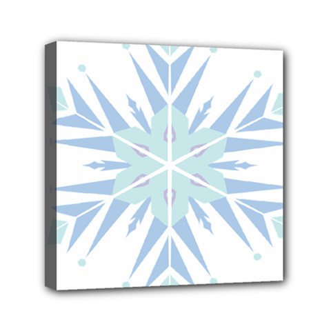 Snowflakes Star Blue Triangle Mini Canvas 6  X 6 