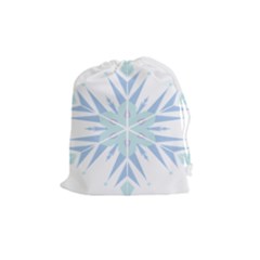 Snowflakes Star Blue Triangle Drawstring Pouches (medium) 