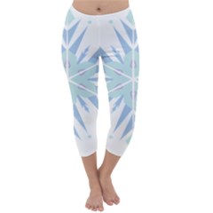 Snowflakes Star Blue Triangle Capri Winter Leggings  by Mariart