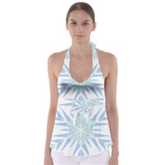 Snowflakes Star Blue Triangle Babydoll Tankini Top by Mariart