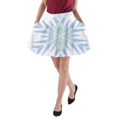 Snowflakes Star Blue Triangle A-line Pocket Skirt