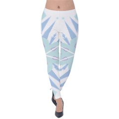 Snowflakes Star Blue Triangle Velvet Leggings by Mariart