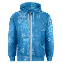 Snowflakes Cool Blue Star Men s Zipper Hoodie by Mariart