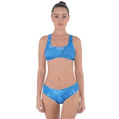 Snowflakes Cool Blue Star Criss Cross Bikini Set by Mariart