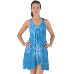 Snowflakes Cool Blue Star Show Some Back Chiffon Dress by Mariart