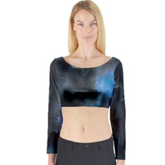 Space Star Blue Sky Long Sleeve Crop Top by Mariart