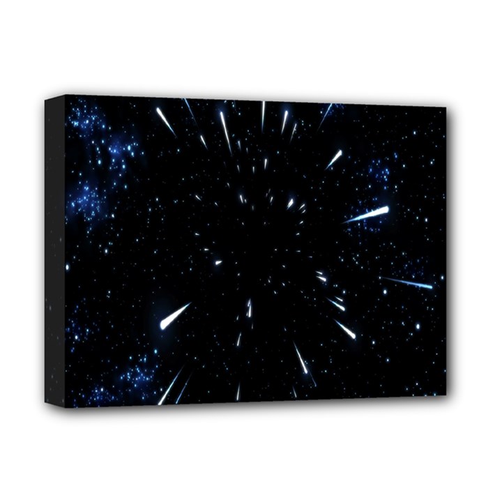 Space Warp Speed Hyperspace Through Starfield Nebula Space Star Line Light Hole Deluxe Canvas 16  x 12  