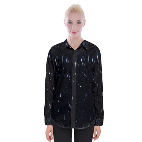 Space Warp Speed Hyperspace Through Starfield Nebula Space Star Line Light Hole Womens Long Sleeve Shirt by Mariart