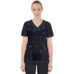 Space Warp Speed Hyperspace Through Starfield Nebula Space Star Line Light Hole Scrub Top by Mariart