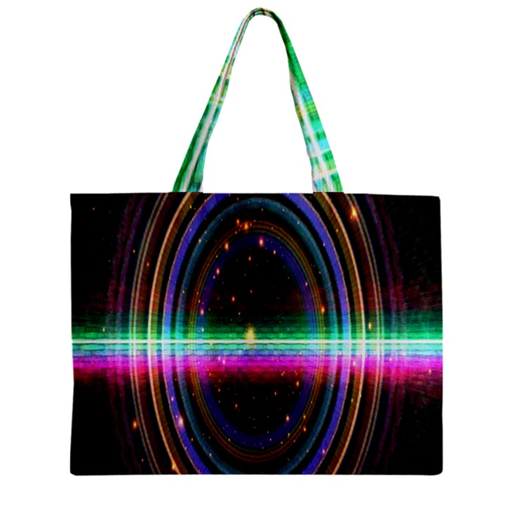 Spectrum Space Line Rainbow Hole Zipper Mini Tote Bag