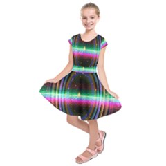 Spectrum Space Line Rainbow Hole Kids  Short Sleeve Dress
