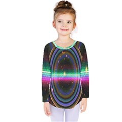 Spectrum Space Line Rainbow Hole Kids  Long Sleeve Tee