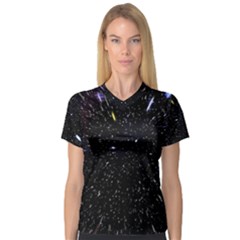 Space Warp Speed Hyperspace Through Starfield Nebula Space Star Hole Galaxy V-neck Sport Mesh Tee