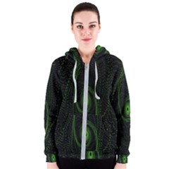 Space Green Hypnotizing Tunnel Animation Hole Polka Green Women s Zipper Hoodie by Mariart
