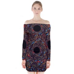 Space Star Light Black Hole Long Sleeve Off Shoulder Dress by Mariart