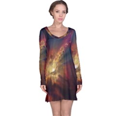 Sun Light Galaxy Long Sleeve Nightdress by Mariart