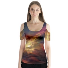 Sun Light Galaxy Butterfly Sleeve Cutout Tee 