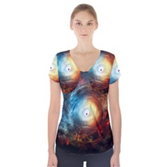 Supermassive Black Hole Galaxy Is Hidden Behind Worldwide Network Short Sleeve Front Detail Top by Mariart